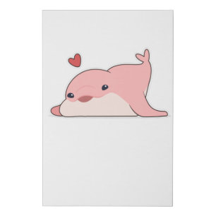 Dolphin at Love with Heart Faux Canvas Print