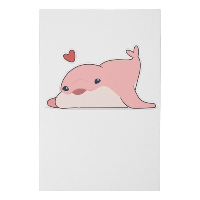 Dolphin at Love with Heart Faux Canvas Print (Front)