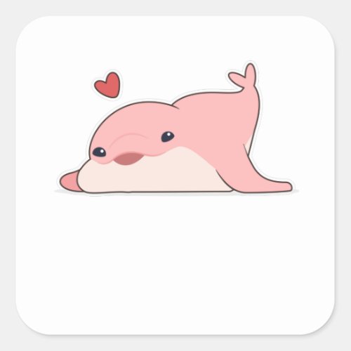 Dolphin at Love with Heart Square Sticker