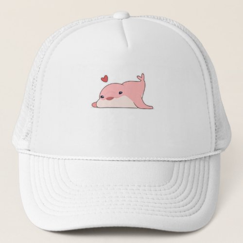 Dolphin at Love with Heart Trucker Hat