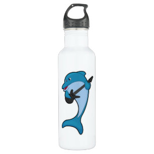 Dolphin at Music with Guitar Stainless Steel Water Bottle