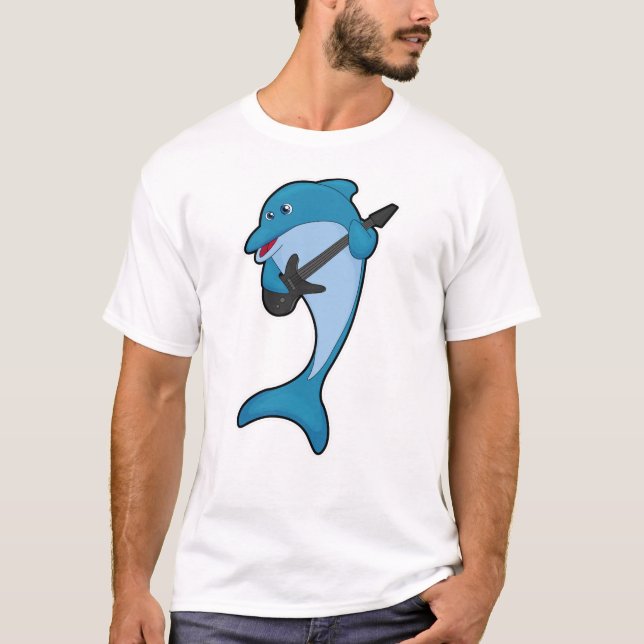Dolphin at Music with Guitar T-Shirt (Front)
