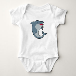 Dolphin at Singing with Microphone Baby Bodysuit