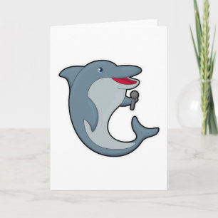 Dolphin at Singing with Microphone Card