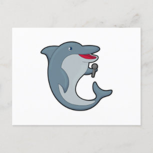 Dolphin at Singing with Microphone Postcard