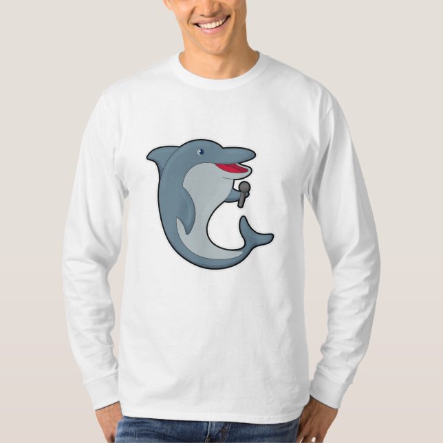 Dolphin at Singing with Microphone T-Shirt (Front)