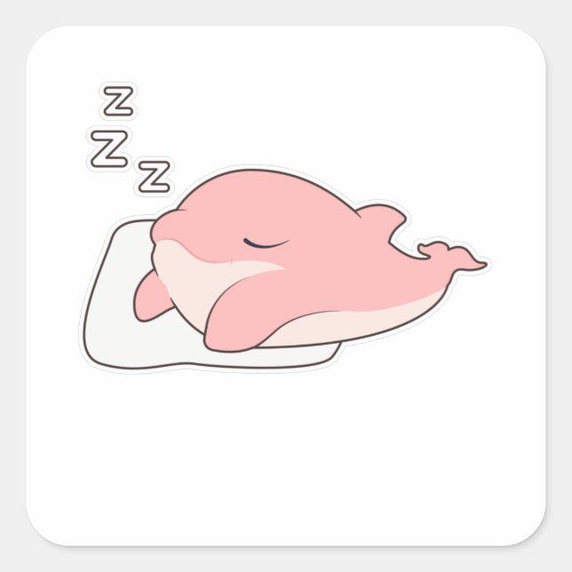 Dolphin at Sleeping on Pillow Square Sticker (Front)