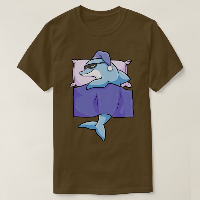Dolphin at Sleeping with Duvet and Pillow T-Shirt (Design Front)