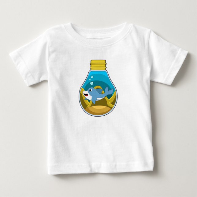 Dolphin at Swimming in Aquarium Baby T-Shirt (Front)