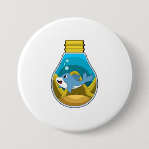 Dolphin at Swimming in Aquarium Button