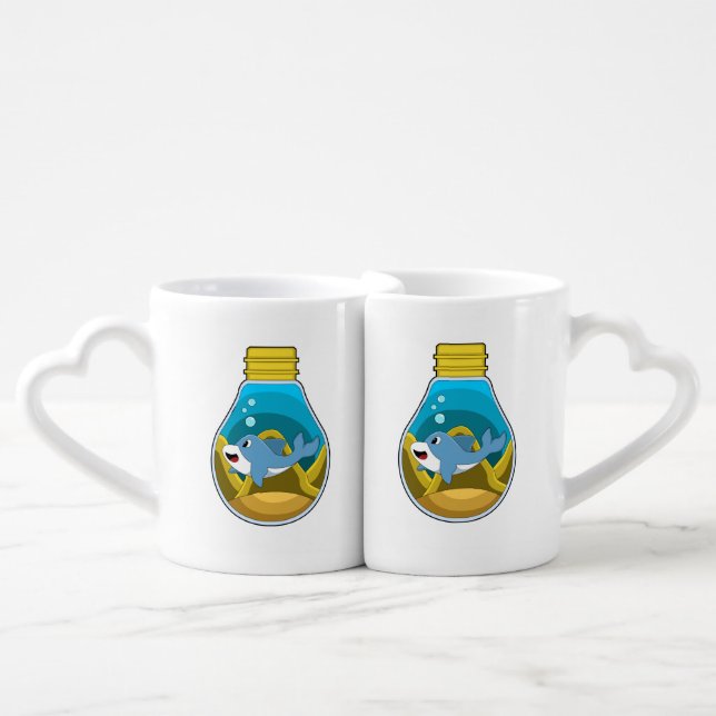 Dolphin at Swimming in Aquarium Coffee Mug Set (Front Nesting)