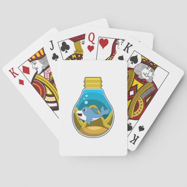 Dolphin at Swimming in Aquarium Poker Cards (Back)
