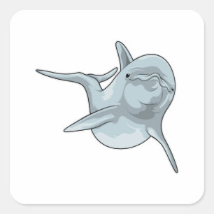 Dolphin at Swimming Square Sticker