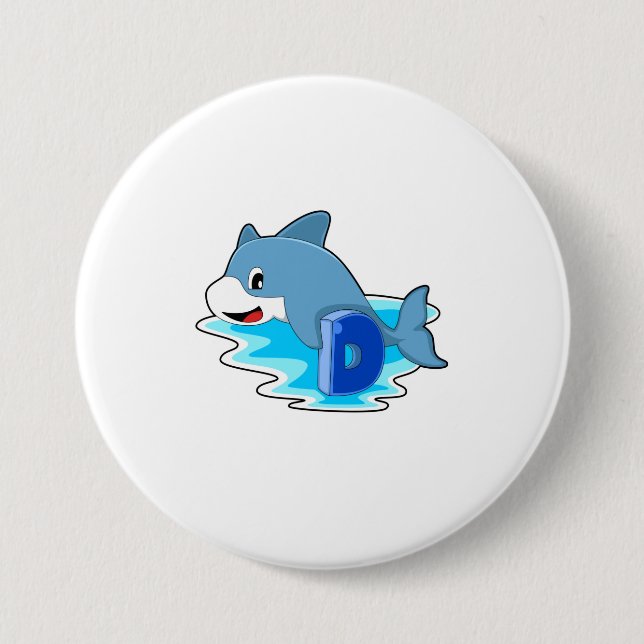 Dolphin at Swimming with Letter Button (Front)
