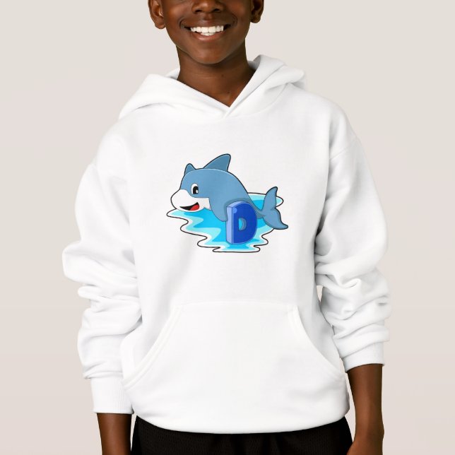 Dolphin at Swimming with Letter Hoodie (Front)