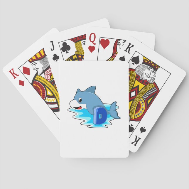 Dolphin at Swimming with Letter Poker Cards (Back)