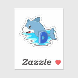 Dolphin at Swimming with Letter Sticker