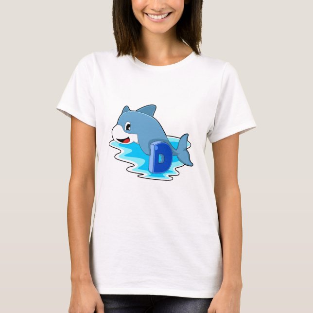 Dolphin at Swimming with Letter T-Shirt (Front)