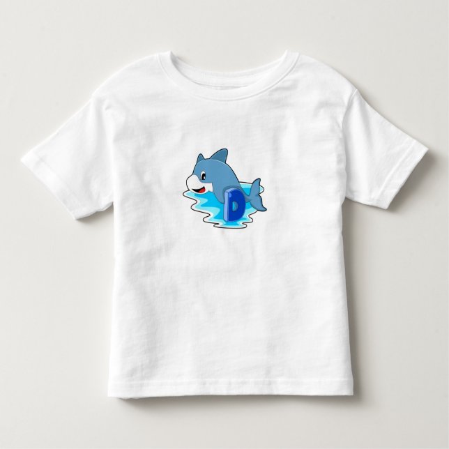 Dolphin at Swimming with Letter Toddler T-shirt (Front)