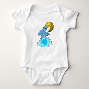Dolphin at Swimming with Moon Baby Bodysuit