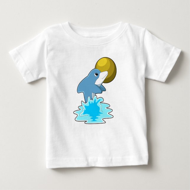 Dolphin at Swimming with Moon Baby T-Shirt (Front)