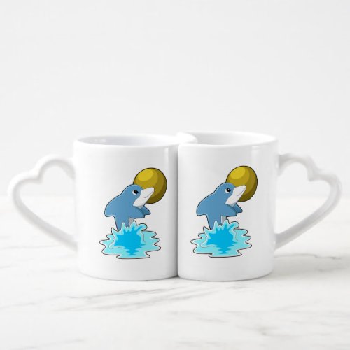 Dolphin at Swimming with Moon Coffee Mug Set