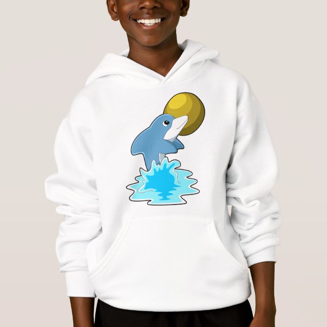 Dolphin at Swimming with Moon Hoodie (Front)