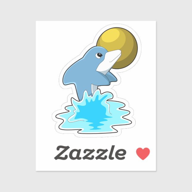 Dolphin at Swimming with Moon Sticker (Sheet)