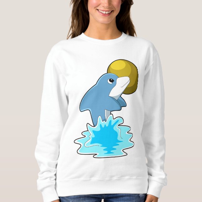 Dolphin at Swimming with Moon Sweatshirt (Front)