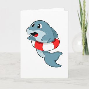 Dolphin at Swimming with Swim ring Card