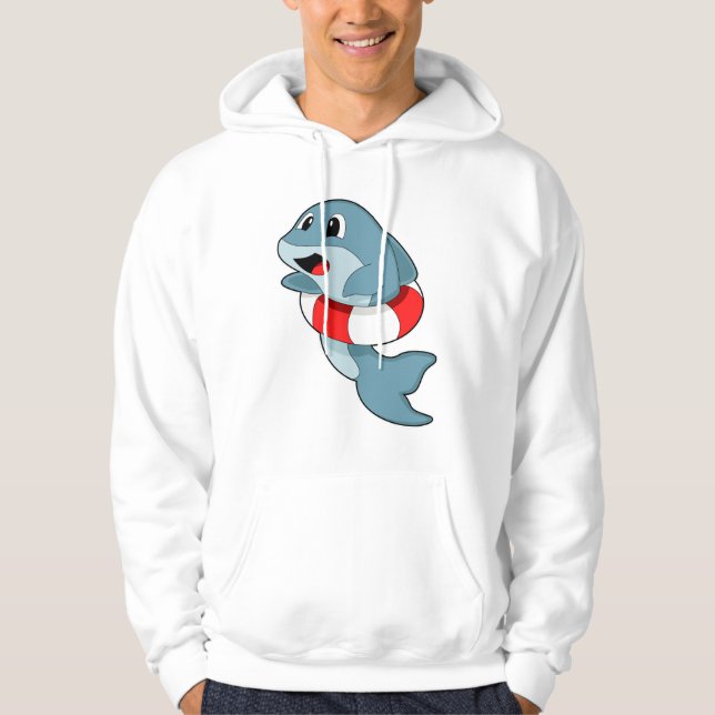 Dolphin at Swimming with Swim ring Hoodie (Front)