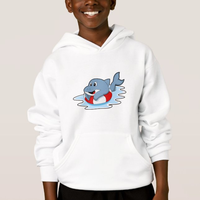Dolphin at Swimming with Swim ring.PNG Hoodie (Front)