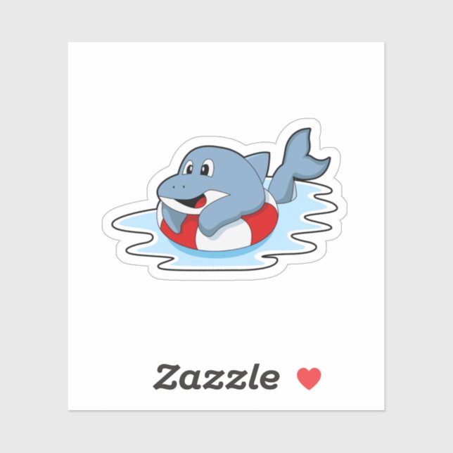 Dolphin at Swimming with Swim ring.PNG Sticker (Sheet)