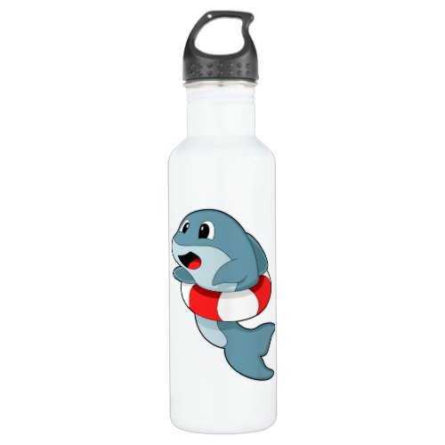Dolphin at Swimming with Swim ring Stainless Steel Water Bottle