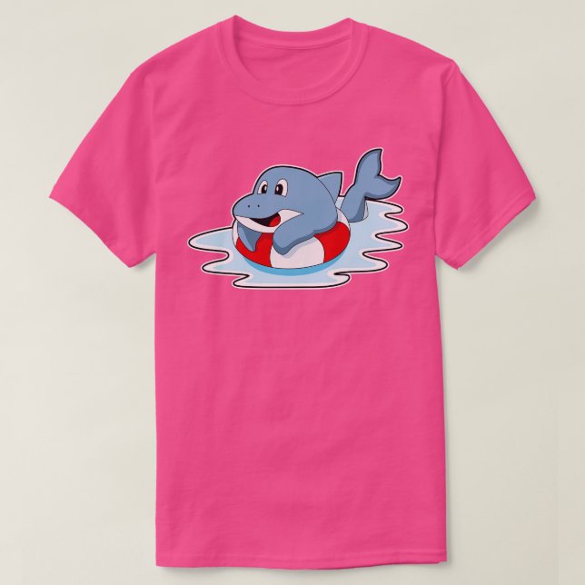 Dolphin at Swimming with Swim ring T-Shirt (Design Front)