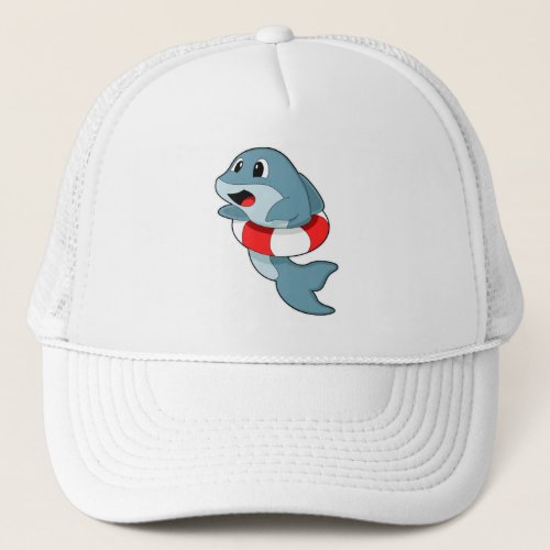 Dolphin at Swimming with Swim ring Trucker Hat
