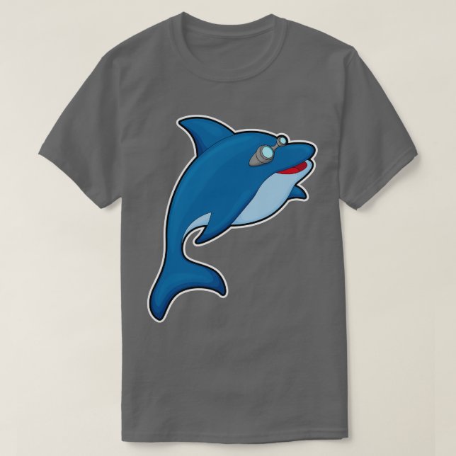 Dolphin at Swimming with Swimming goggles 1 T-Shirt (Design Front)