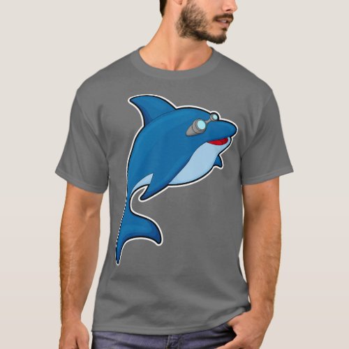 Dolphin at Swimming with Swimming goggles 1 T_Shirt