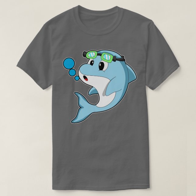 Dolphin at Swimming with Swimming goggles 2 T-Shirt (Design Front)