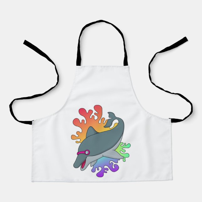 Dolphin at Swimming with Swimming goggles Apron (Front)