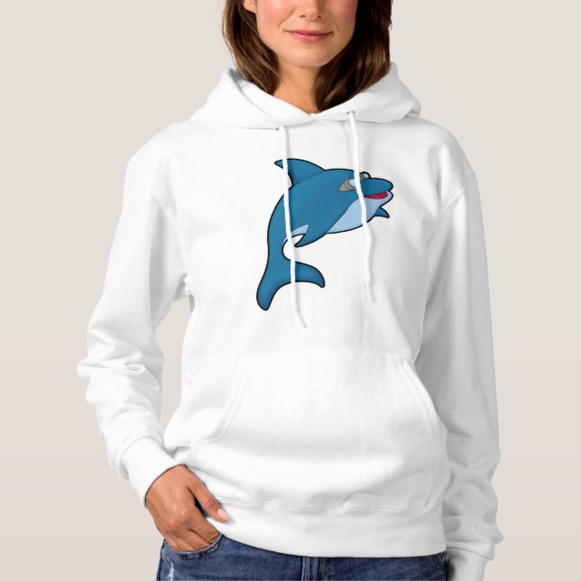 Dolphin at Swimming with Swimming goggles Hoodie (Front)