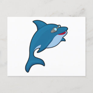 Dolphin at Swimming with Swimming goggles Postcard