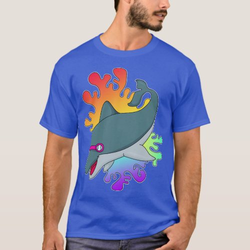 Dolphin at Swimming with Swimming goggles T_Shirt