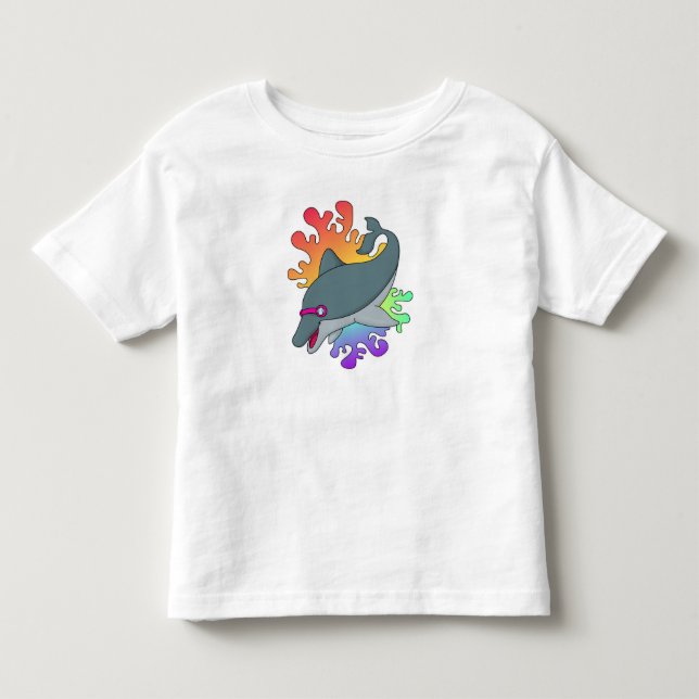 Dolphin at Swimming with Swimming goggles Toddler T-shirt (Front)