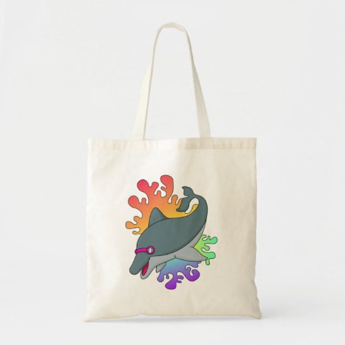 Dolphin at Swimming with Swimming goggles Tote Bag