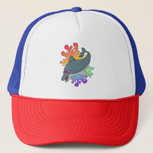 Dolphin at Swimming with Swimming goggles Trucker Hat