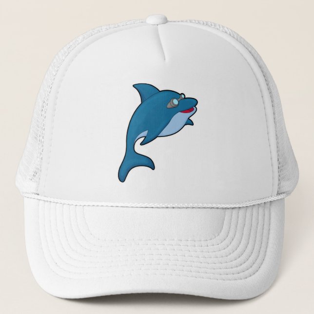 Dolphin at Swimming with Swimming goggles Trucker Hat (Front)