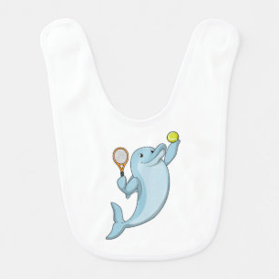 Dolphin at Tennis with Tennis racket Baby Bib