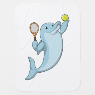 Dolphin at Tennis with Tennis racket Baby Blanket