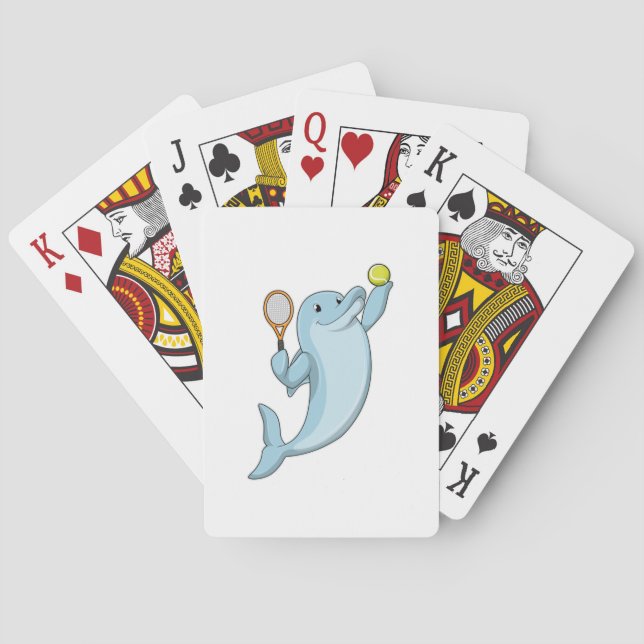 Dolphin at Tennis with Tennis racket Poker Cards (Back)